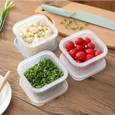 

Toponeto Square Drain Sealed Box Ginger Garlic Onion Food Container Refrigerator Storage