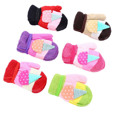 

Baby Mittens Colorful Cartoon Knit Warm Soft Cute Kids Gloves For Boys Girls