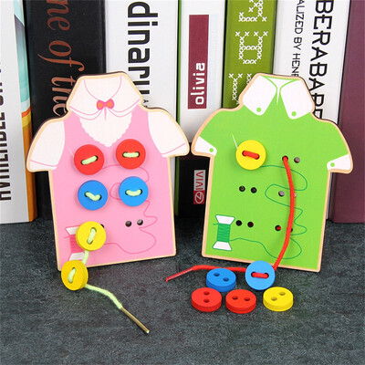 

YIWULAWooden Childrens Cute Wear Buttons Games Educational Toys For Kids
