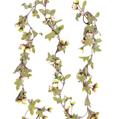 

Long Artificial Silk Rose Flower Vine Leaf Garland Lifelike Plant Wedding Party Home Decoration
