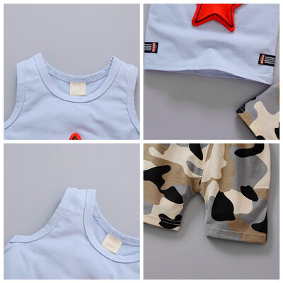 

Boy Clothes Summer Baby Boys Casual Sleeveless Star Print Vest T-shirt TopsShorts 6 Colors 0-4T Baby Costume Set