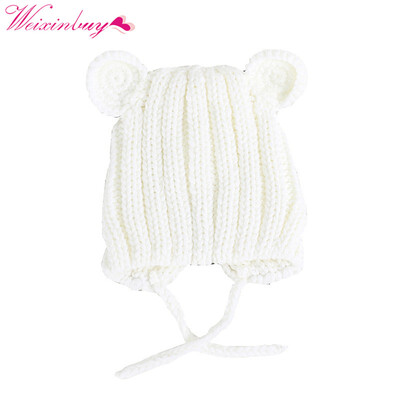 

Childrens hat Korean baby girls boys hat ear wool cap baby fall winter lace handmade