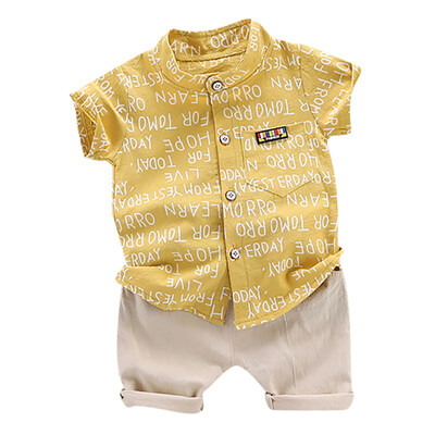

Summer Suit Baby Boys Casual Short Sleeve Letters Print T-shirt TopsShorts Costume Set