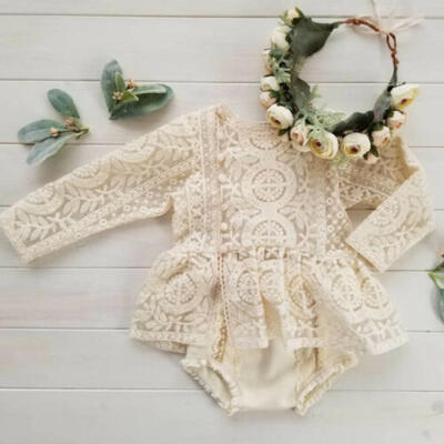 

UK Newborn Baby Girl Long Sleeve Lace Romper Bodysuit Tutu Dress Outfits Clothes
