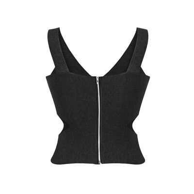 

Sexy Zipper Fly&Hole Sleeveless Workout Camisole Woman Top tank Tops Summer Backwards Wear Apperal Women Red Cropped Tops