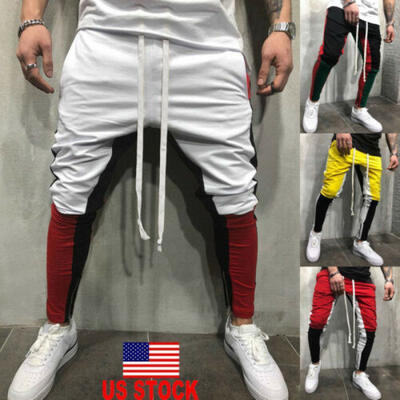 

Men Gym Slim Fit Trousers Dance Tracksuit Bottoms Skinny Joggers Sweatpants