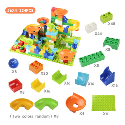 

56-224Pcs Big Size Brick Marble Race Run Maze Ball Track Diy Building Blocks Compatible LegoINGly Duploe block toys for children