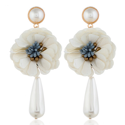 

Version Women Girl Fashion Pearl Petal Rose flower Earring For Girl Pearl Earrings