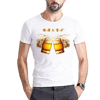 

Toponeto Men Beer Festival Letter Printed Pattern Casual Fashion Lapel Short Sleeve Shirt