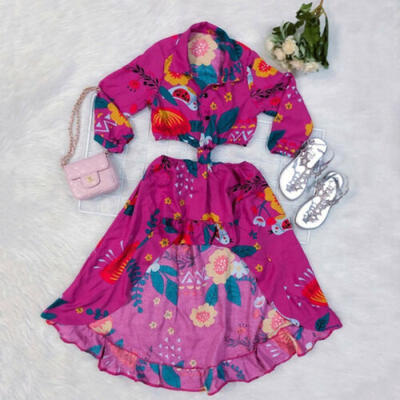 

US Toddler Kids Baby Girl Clothes Long Sleeve Floral Vest Tops Tutu Dress Outfit