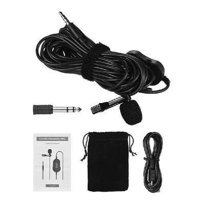 

Professional 35mm Recording Condenser Lavalier Microphone Portable Omni-directional Interview Mic with 65mm Adapter for Smartpho