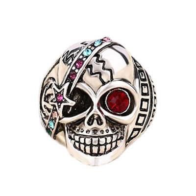 

Gothic Biker Vintage Silver Stainless Steel Ring - skull pilots Unique