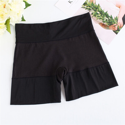 

1pc Women Safety Shorts Pants Solid Color Mid Waist Boxer Pants Anti-Lighting Stretch Shorts Pants