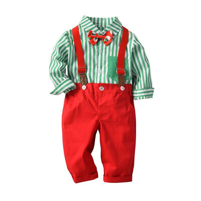 

Baby Boy Clothes Boys Striped Bow Tie ShirtSuspender Pant 3pcs 2018 New Autumn Childrens Sets Childrens Clothing 1-5Y