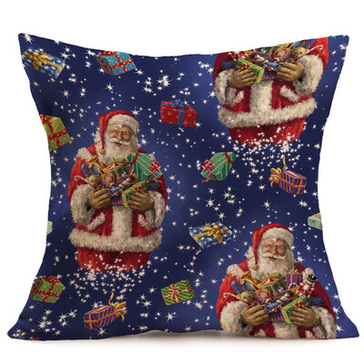 

Siaonvr Merry Christmas Linen Santa Pillow Cases Sofa Cushion Cover Home Decoration
