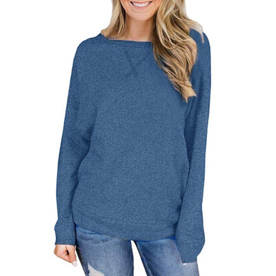 

Casual Women Female Spiral Neckline Round Collar Long Sleeves Solid Color Fashion Casual T-shirt Sweatershirt
