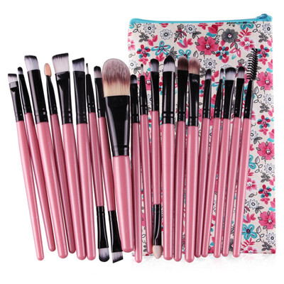 

20 Pcs Synthetic Hair Plastic Handle Makeup Brushes With A Cosmetic Bag Eye Shadow Lip Gloss Makeup Brushes Makeup Tools C3