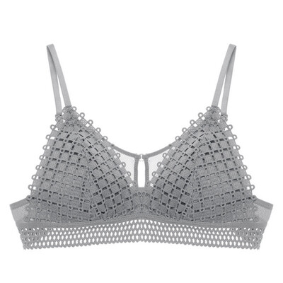 

Fashion Sexy Hollow Breathable Thin Cup Without Steel Ring Gathered Lace French Bra