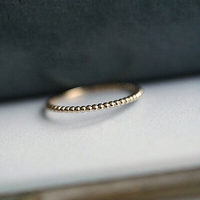 

Gold Ring White Bead Gem Stone Bead Ring Set Handmade Exquisite Vintage Stackable Promise Birthday