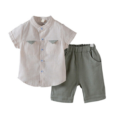 

Summer Kids Clothes for Boys Short Sleeve Striped Tops Blouse T-shirtShorts Children Boy Clothing Casual Sets