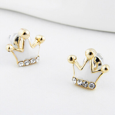 

Jewelry Fashion Tiny Rhinestones Crown Stud Earrings Gift for Girls Lady Women