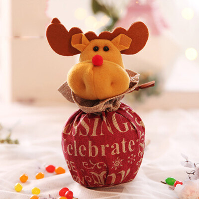 

Tailored Christmas Sled Shape Portable Candy Bag Cartoon Deer Pattern Apple pouch Snowman