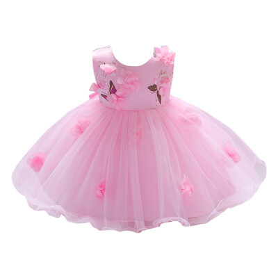 

B Wedding Flower Girls Dress Princess Party Pageant Formal Dress Little Baby Girl Birthday Beautiful Dress