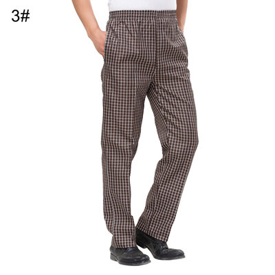

Men Stripe Plaid Chili Printed Hotel Restaurant Kitchen Chef Work Long Pants