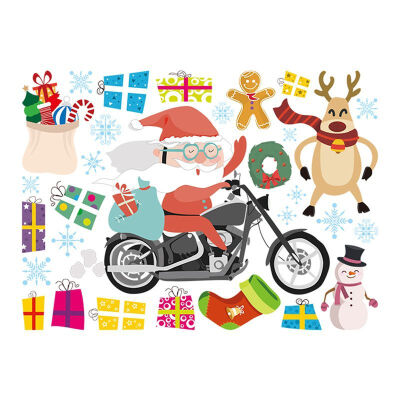 

PVC Cartoon Christmas Wall Sticker Waterproof DIY Festival Window Decoration Removable Murals