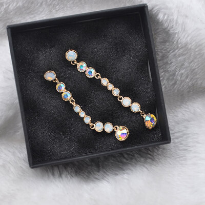 

New Korean Candy Color Crystal geometric Long Earrings Fashion Jewelry Sweet Temperament Brincos For Girls