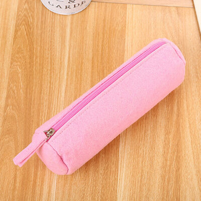

4 Color New Student Felt Pencil Pen Case Cylinder Zipper Pencil Bag Box Cosmetic Bag Makeup Pouch Student Supply