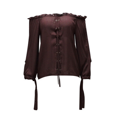 

Summer Sexy Off Shoulder Women Blouse Shirt Bandage Elegant Slash Neck Blouse Slim Female Tops