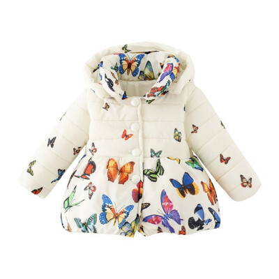 

Toddler Baby Girls Winter Coat Infants Kid Cotton Butterfly Jacket Outwear 0-24Month