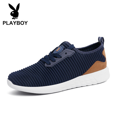 

Playboy PLAYBOY fly woven casual sports shoes mens non-slip breathable wild fashion DS81096 dark blue 39