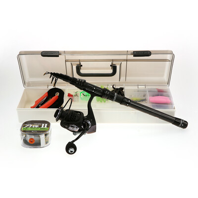 

37PCS Fishing Reel Fishing Rod Soft Worm Lure Fishing Lure Set Jig Hooks Crank Hook Fishing Baits Box