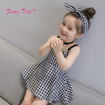 

Toddler Baby Girls Summer Plaid Summer Dress Sleeveless High Waist Princess Party Dress Beach Dresses