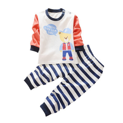 

2 PCS Set Kids Boys Girls Outfit Cotton T-shirt Tops Tracksuit Pants Children Clothes