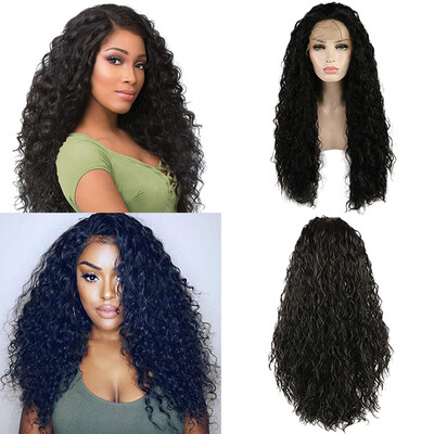

Tailored Brazilian Less Lace Front Full Wig Long Wave Black Natural Looking Women Wigs