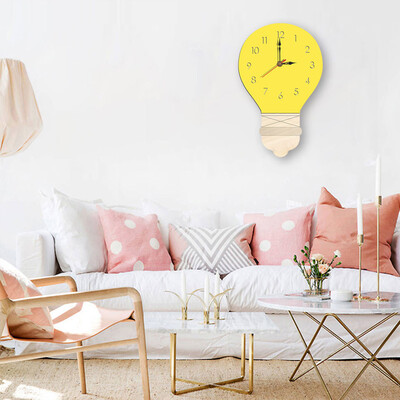 

Gobestart Nordic Style Light Bulb Wall Clock Silent Wooden Clock for Home Living Room