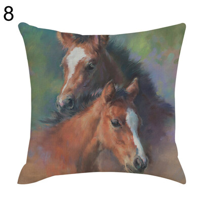 

Realistic Horse Print Cotton Linen Square Cushion Cover Home Decor Pillow Case