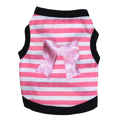 

Bow Striped Dogs Spring Summer Pet Clothes For Small Cat Dog puppy Pet Dog Shirt Puppy Cat Vest Shirt