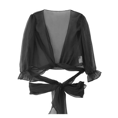 

OIONINOS Women Spring Summer Chiffon Blouse Perspective Top 2019 V Collar Roll Up Half Sleeves Loose Shirt Blusa Feminina F8