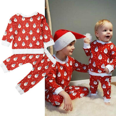 

Fashion 2Pcs Xmas Toddler Baby Boy Girl TopsPants Outfit Christmas Clothes US