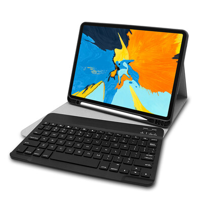 

BT Wireless Keyboard Case Cover Protective Case Portable Keyboard for iPad Pro 11White-Grey