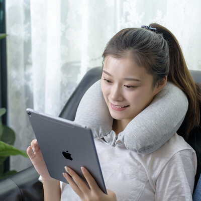 

Beijing made Thailand natural latex U-shaped pillow cotton fabric integrated molding multi-function neck pillow travel pillow dark gray