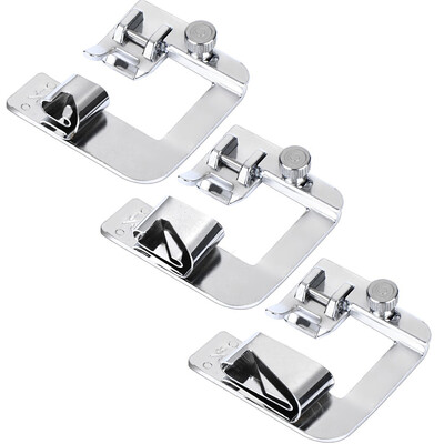 

3Pcs Wide Foot Set Hemmer Adjustable Rolled Hem Snap-On Presser For Domestic Sewing Machine Parts Household Patchwork Crochet ace