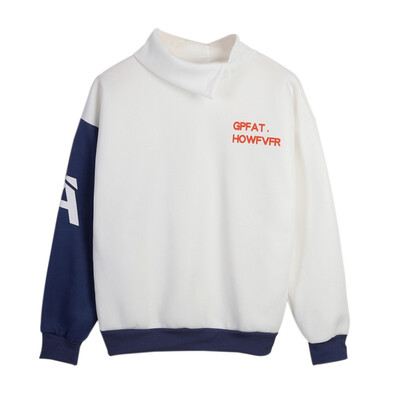 

Autumn Winter New Letter Print Women Sweatshirt Fashion Casual Fake Two Piece Turtleneck Long Sleeve Top 2 Colors -3XL