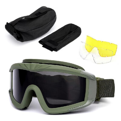 

Outdoor Military Goggles UV400 Protective Goggles Dustproof Cycling Training CS Gaming Goggles Eyewear with 2 Interchangeable Lens