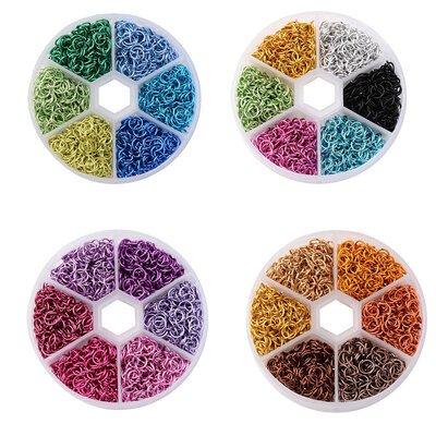 

New 6mm Aluminum Wire Open Jump Rings Mixed Colors Plastical Box DIY Decoration Accessories