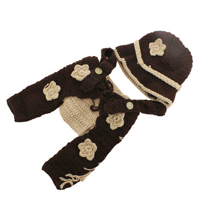 

Baby Suit Photography outfit Knitted Yarn Cartoon Cowboy Splicing Color Infant Soft Taking Photo Prop
